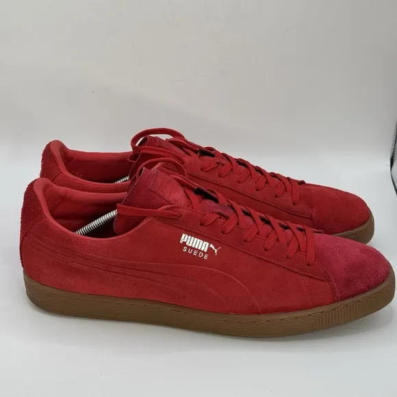 Puma Suede Emboss Men's Size 13 Sneakers 36074705 High Risk Red Gum Casual