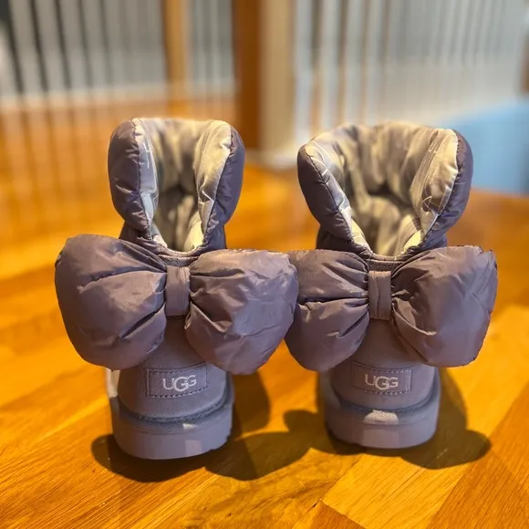 Purple and grey kids boots