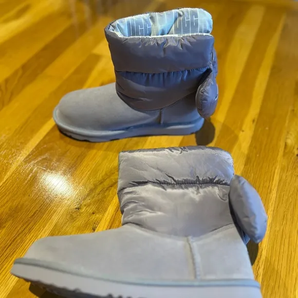 Purple and grey kids boots