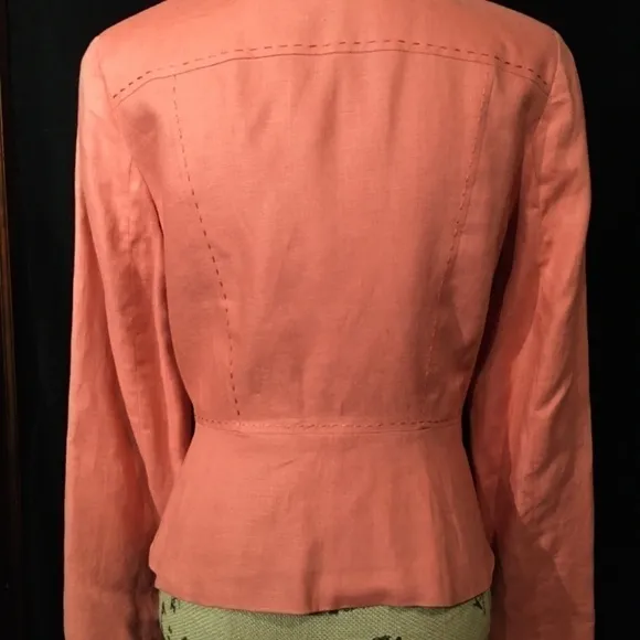 𝅺rafaella Tapered Career Jacket/Blazer, 100% Linen, CORAL ORANGE, Size 12