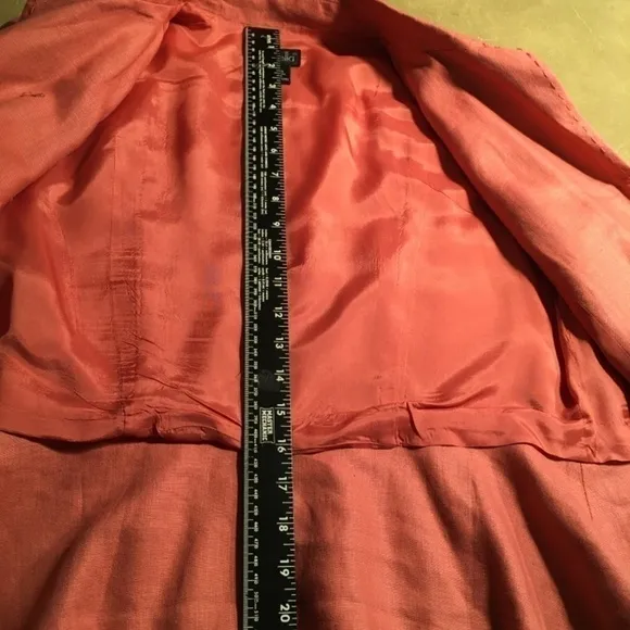 𝅺rafaella Tapered Career Jacket/Blazer, 100% Linen, CORAL ORANGE, Size 12