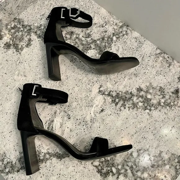 Rag &amp; Bone Ellis Sandal High Heel Black Suede Size 38 8 NEW