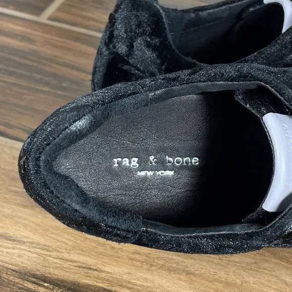 Rag &amp; Bone Rb1 Low Womens Size EU 40 Shoes Black Velvet Casual Lace Up Sneakers
