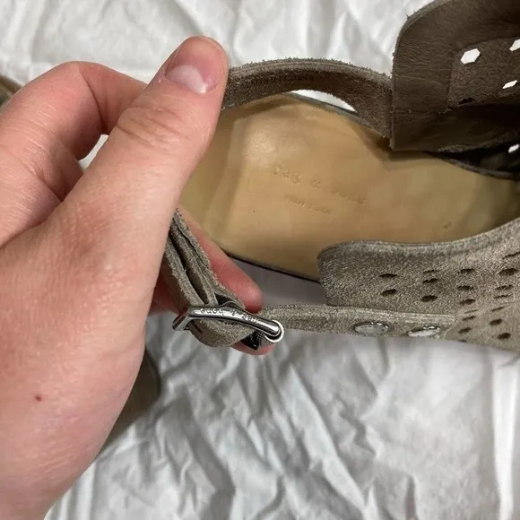 RAG &amp; BONE Tan Wyatt Laser-Cut Leather Sandals-38