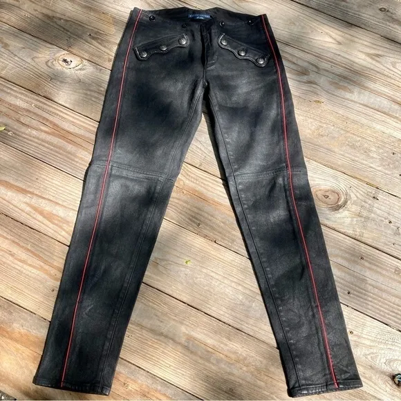 RALPH LAUREN Black Denim Jeans Buttons Western Goth Avant-garde Punk Size 26