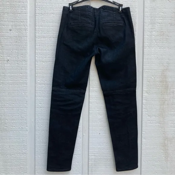 RALPH LAUREN Black Denim Jeans Buttons Western Goth Avant-garde Punk Size 26