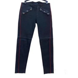 RALPH LAUREN Black Denim Jeans Buttons Western Goth Avant-garde Punk Size 26