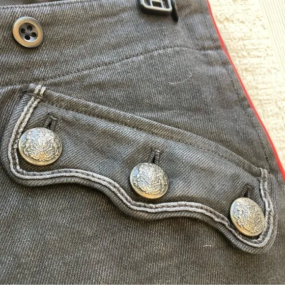 RALPH LAUREN Black Denim Jeans Buttons Western Goth Avant-garde Punk Size 26