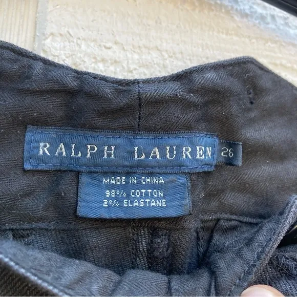 RALPH LAUREN Black Denim Jeans Buttons Western Goth Avant-garde Punk Size 26