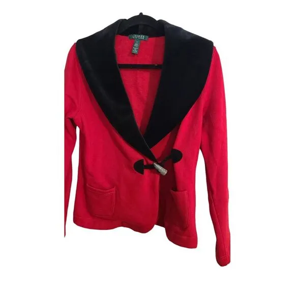Ralph Lauren‎ Vintage jacket red/ suede black collar size S/P