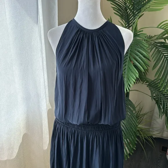 Ramy Brook Audrey Smocked Midi Dress, Small, Navy, $425