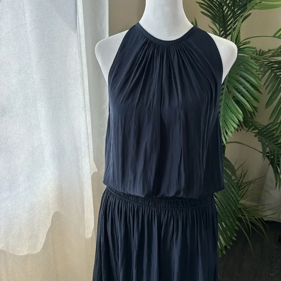 Ramy Brook Audrey Smocked Midi Dress, Small, Navy, $425