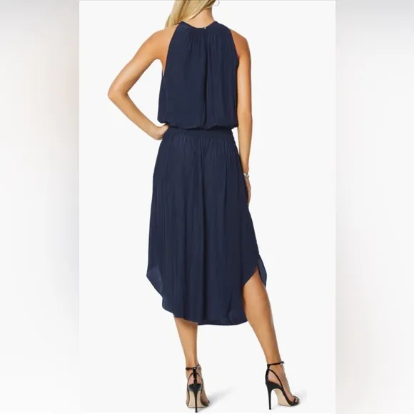 Ramy Brook Audrey Smocked Midi Dress, Small, Navy, $425