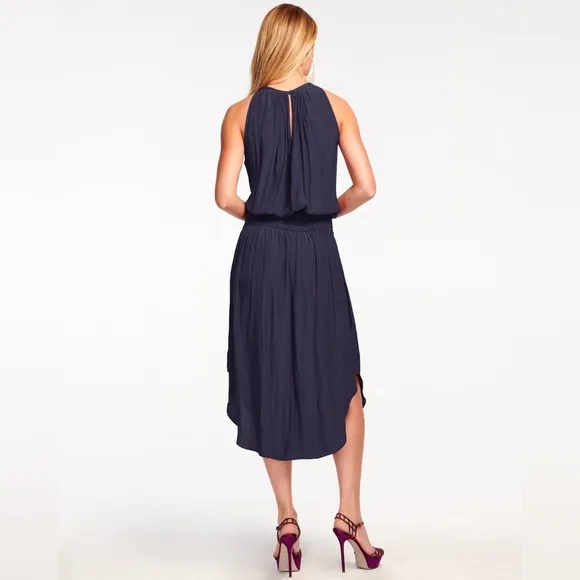 Ramy Brook Audrey Smocked Midi Dress, Small, Navy, $425