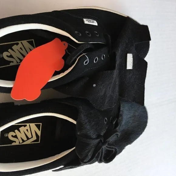 RARE New Vans Old Skool Fur Black‎ Sneakers Low-Top Skate Shoes 721454 M 5 W 6.5