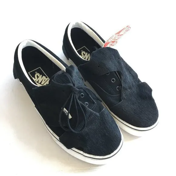 RARE New Vans Old Skool Fur Black‎ Sneakers Low-Top Skate Shoes 721454 M 5 W 6.5