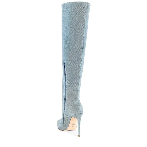 RAYE Womens Benita Jean Knee High Boots in Denim Blue 6 New High Heels