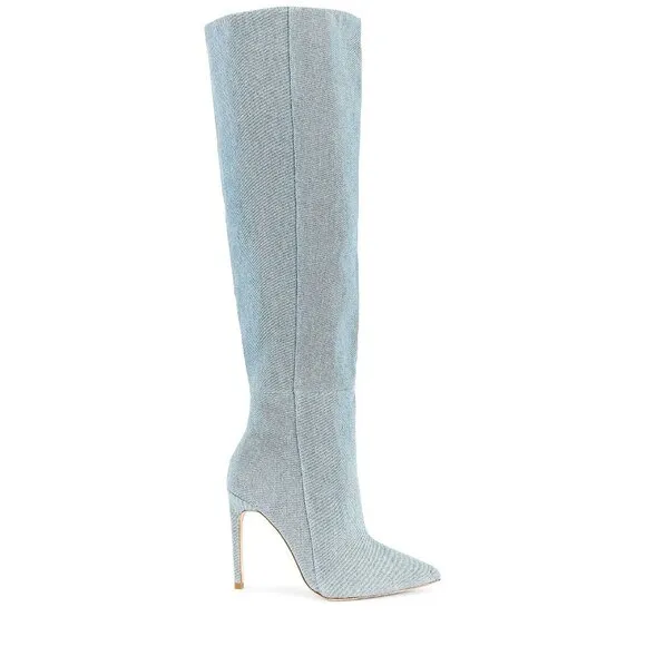 RAYE Womens Benita Jean Knee High Boots in Denim Blue 6 New High Heels