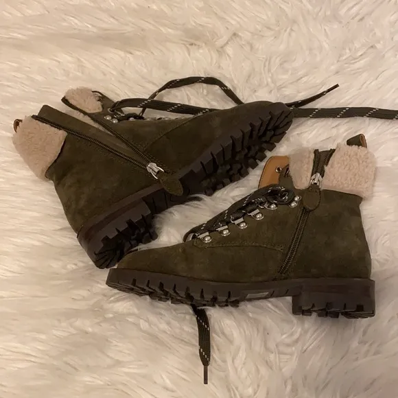 Rebecca Minkoff Jaylin Shearling Cuff Suede Hiking Boots