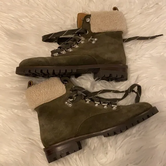 Rebecca Minkoff Jaylin Shearling Cuff Suede Hiking Boots