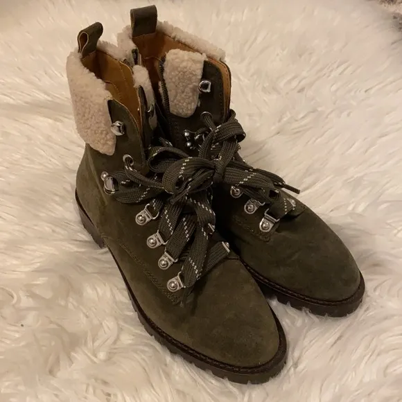 Rebecca Minkoff Jaylin Shearling Cuff Suede Hiking Boots
