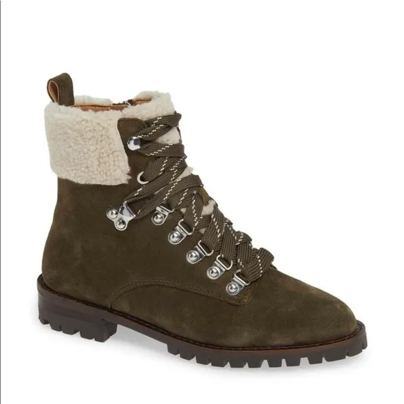 Rebecca Minkoff Jaylin Shearling Cuff Suede Hiking Boots