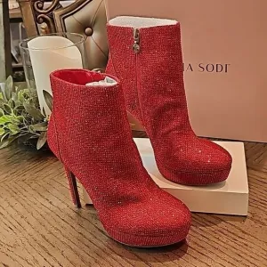 Red platform dress booties size 7 Thalia Sodi NWT