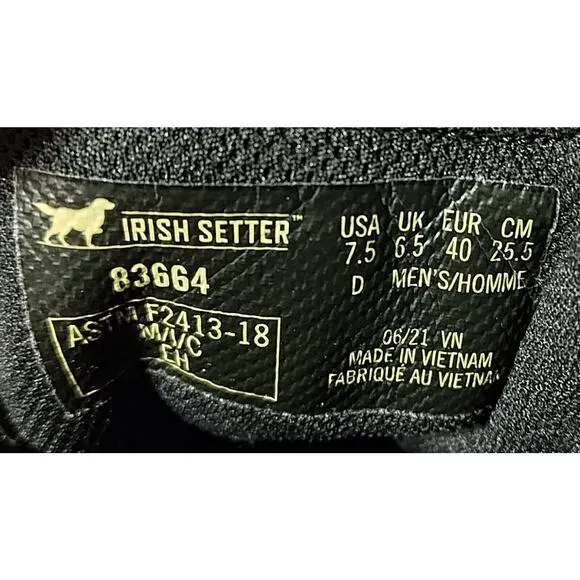 Red Wing Irish Setter Kittson 6&quot; STEEL TOE Black Work Boots Men 7.5 83664 NWOB