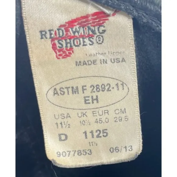 Red Wing Men's Pecos Black Leather Western Moto Work Boots Sz 11.5D (1125)