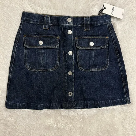 RE/DONE 70’s Button Front Mini Skirt