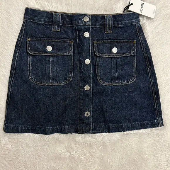 RE/DONE 70’s Button Front Mini Skirt