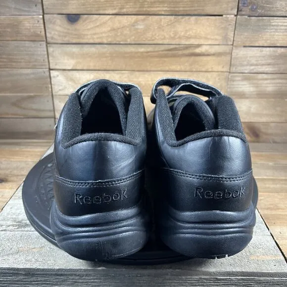 Reebok Mens Size 9 Work N Cushion 4.0 KC Walking Black Hook &amp; Loop Shoes Comfort