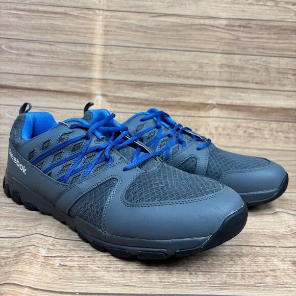 Reebok Mens SubLite Work Shoes Size 15M Gray &amp; Blue Athletic Footwear