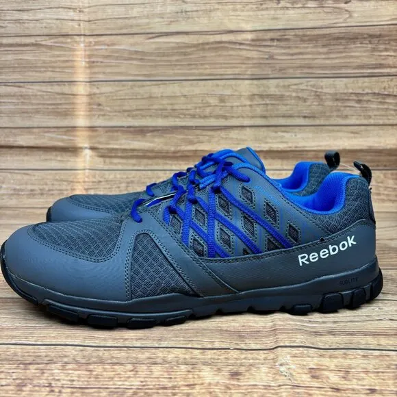 Reebok Mens SubLite Work Shoes Size 15M Gray &amp; Blue Athletic Footwear
