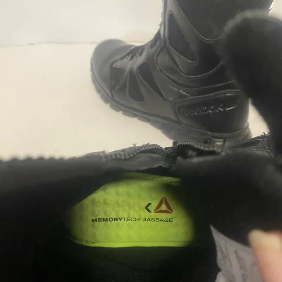 Reebok Mens Work Boots. Tactical wedge sole size 8 M with side zipper.