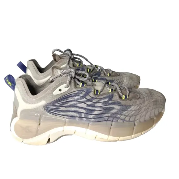 Reebok Zig Kinetica II Boulder Grey Dark Orchid  White Running Shoes Men's 9.5