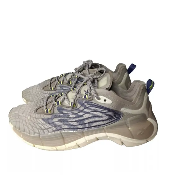 Reebok Zig Kinetica II Boulder Grey Dark Orchid  White Running Shoes Men's 9.5
