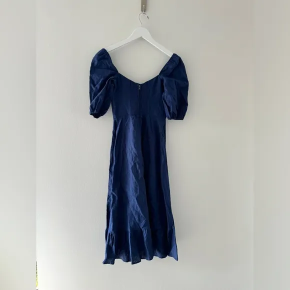 REFORMATION Belgium Linen Navy Dress 0