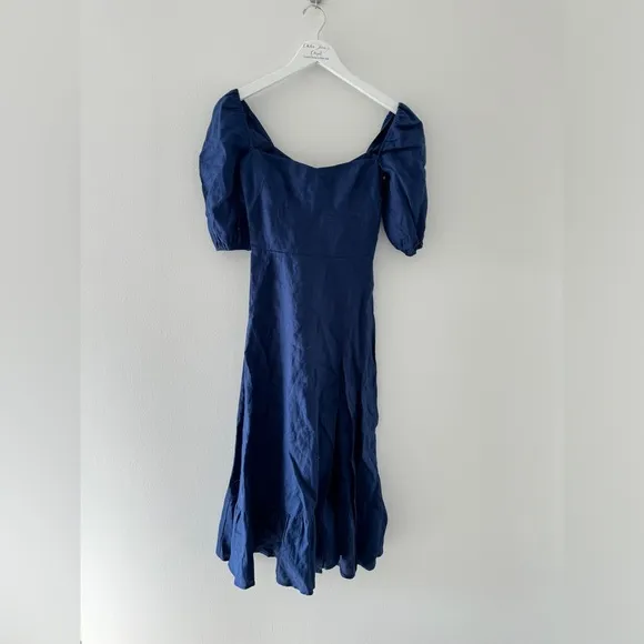 REFORMATION Belgium Linen Navy Dress 0