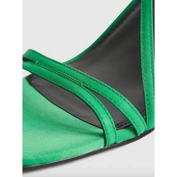 Reiss Bali Mid Heel Strappy Sandals Green Womens Size US 5
