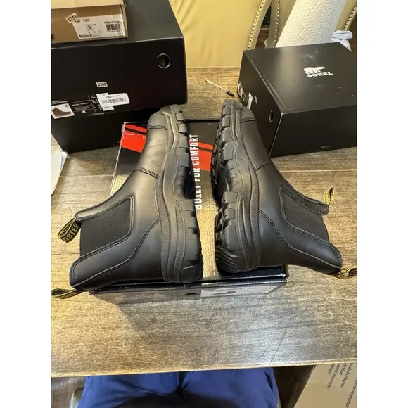 ROCKROOSTER Lumen Black 6 inch Pull on Leather Work Boots Size 10