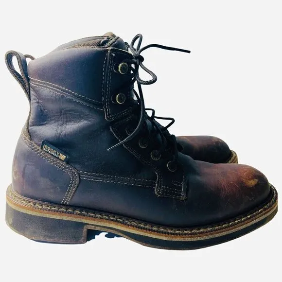 Rocky Mens Size 8M Lace Up Work Hiking Waterproof Boots Brown Leather
