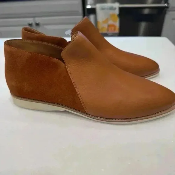 Rollie Women's Side Zip Casual Boots Suede Leather Camel Shoes Size US 6.5 EU 37