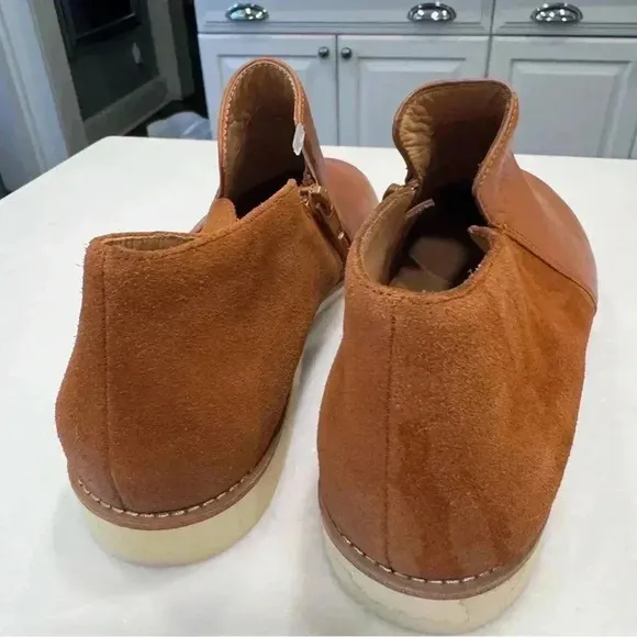 Rollie Women's Side Zip Casual Boots Suede Leather Camel Shoes Size US 6.5 EU 37
