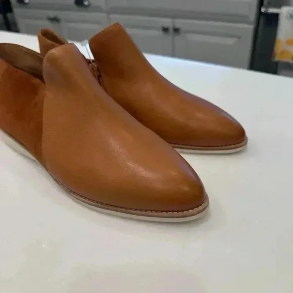 Rollie Women's Side Zip Casual Boots Suede Leather Camel Shoes Size US 6.5 EU 37