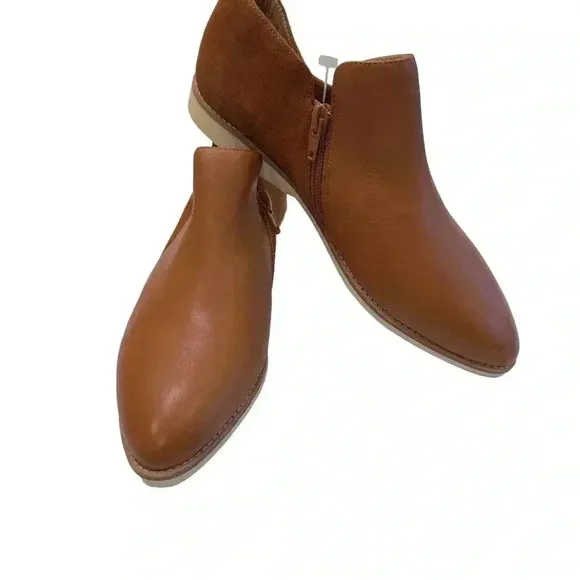 Rollie Women's Side Zip Casual Boots Suede Leather Camel Shoes Size US 6.5 EU 37