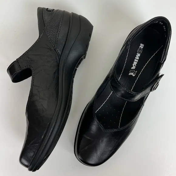 Romika | Academia Comfy Leather Mary Jane Cassie Shoes Black | 38
