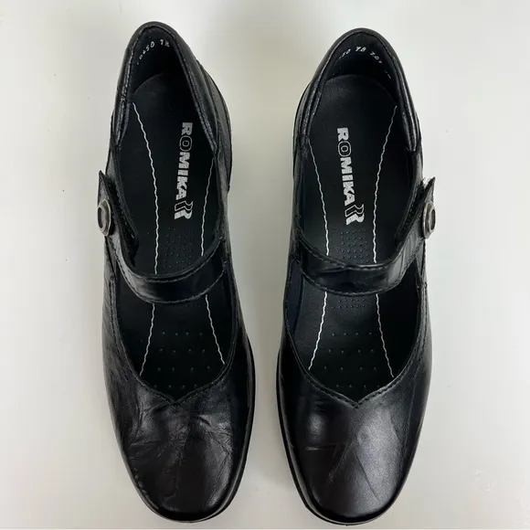 Romika | Academia Comfy Leather Mary Jane Cassie Shoes Black | 38