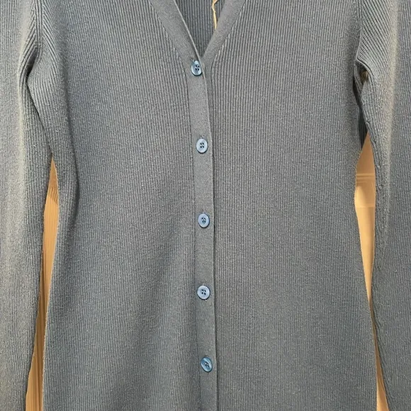 Ronny Kobo Collective Ribbed Button Front‎ Vianne Knit Dress Teal  XL