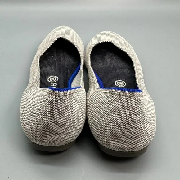 Rothy’s Birdseye Flax Women's 9 White Cream Tan Flats Slip-On Round Toe Comfort